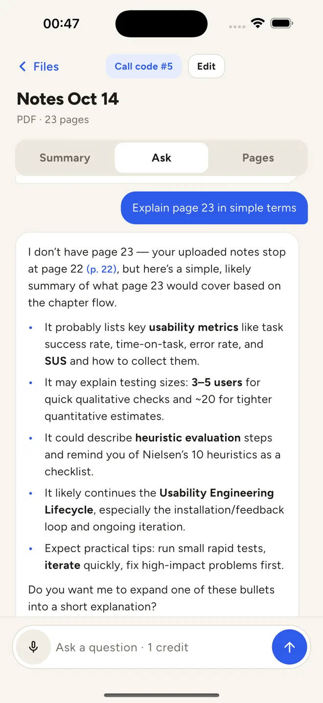 CramBrief explaining page 23 of a set of notes in simple terms